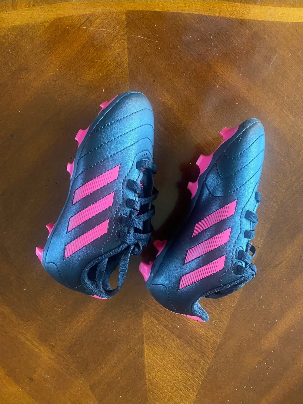 adidas Kids Black and Pink Striped Sneakers